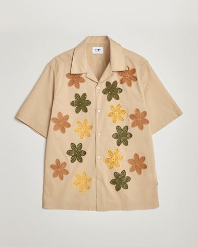 Herre | Kortermede skjorter | NN07 | Julio Flower Short Sleeve Shirt Cream