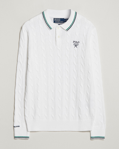 Herre | Strikkede pikéer | Polo Ralph Lauren | Cotton Cable Knitted Polo Ceramic White