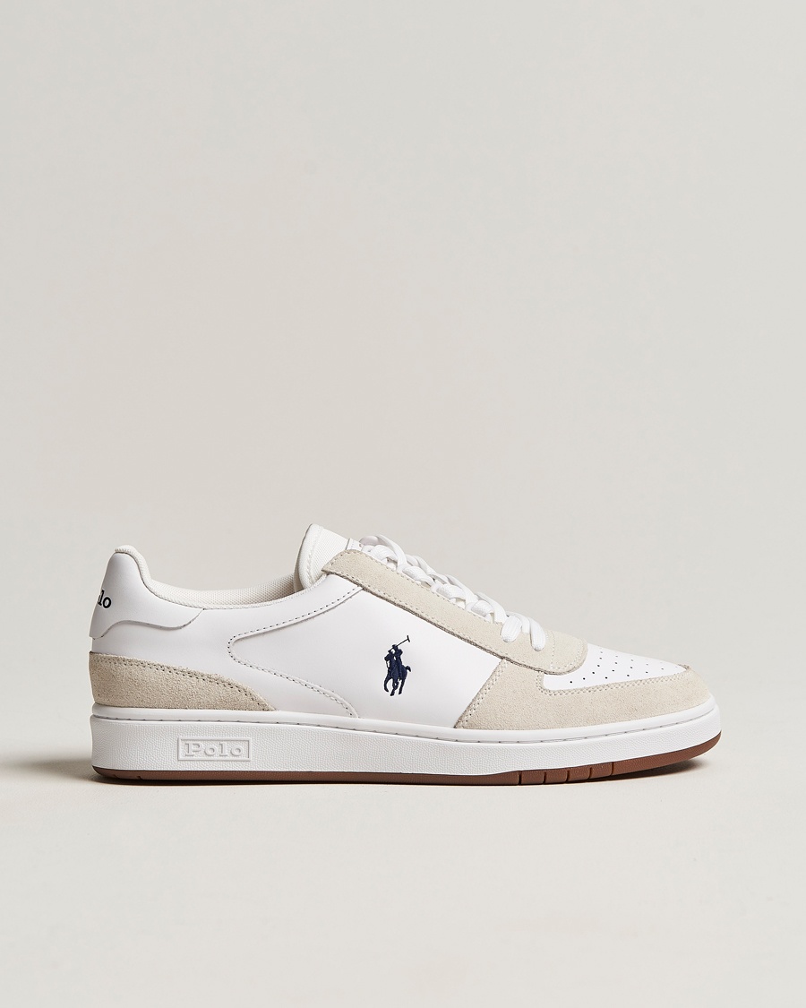 Herre | Sko i mokka | Polo Ralph Lauren | CRT Leather/Suede Sneaker White/Navy