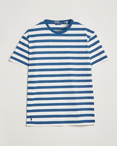 Herre |  | Polo Ralph Lauren | Brushed Spa Jersey Striped Crew Neck T-Shirt White/Blue
