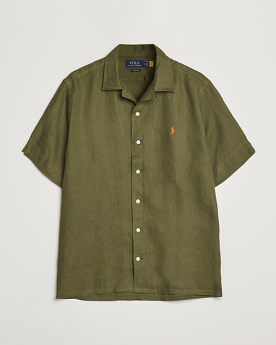 Herre |  | Polo Ralph Lauren | Linen Camp Collar Short Sleeve Shirt Dark Sage