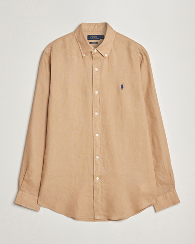 Herre |  | Polo Ralph Lauren | Custom Fit Linen Button Down Vintage Khaki