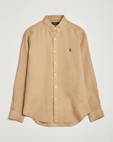 Herre | Linskjorter | Polo Ralph Lauren | Slim Fit Linen Button Down Shirt Vintage Khaki