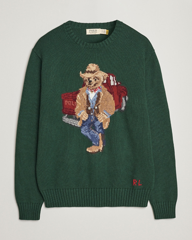 Herre | Strikkede gensere | Polo Ralph Lauren | Knitted Crew Neck Bear Sweater New Forest Heather