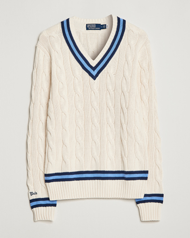 Herre | Strikkede gensere | Polo Ralph Lauren | Cricket Sweater Cream/Navy Stripe