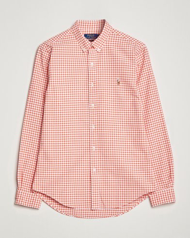 Herre | Preppy Authentic | Polo Ralph Lauren | Slim Fit Oxford Checked Shirt Orange/White
