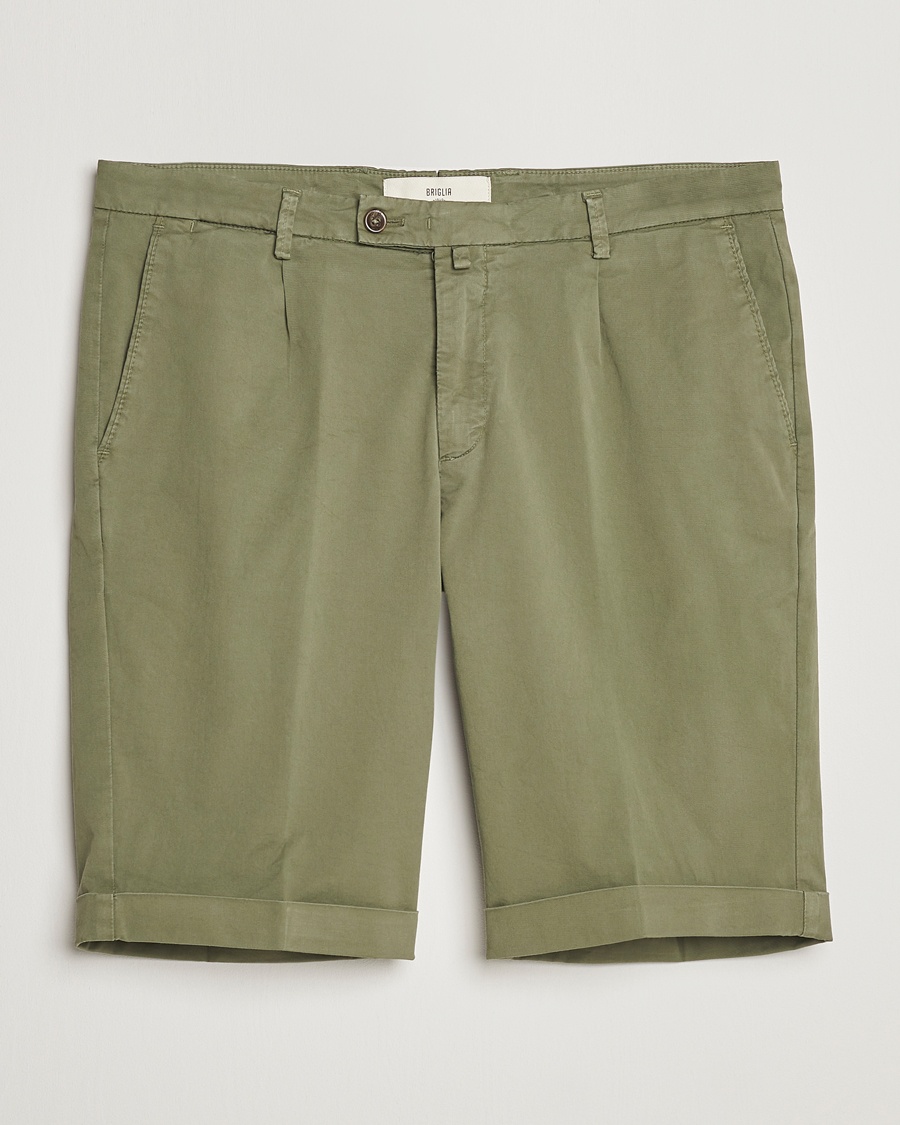 Herre | | Briglia 1949 | Pleated Cotton Shorts Olive