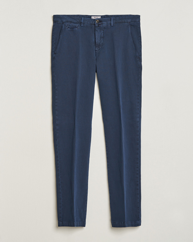 Herre | Plagg i lin | Briglia 1949 | Slim Fit Diagonal Cotton Stretch Trousers Navy