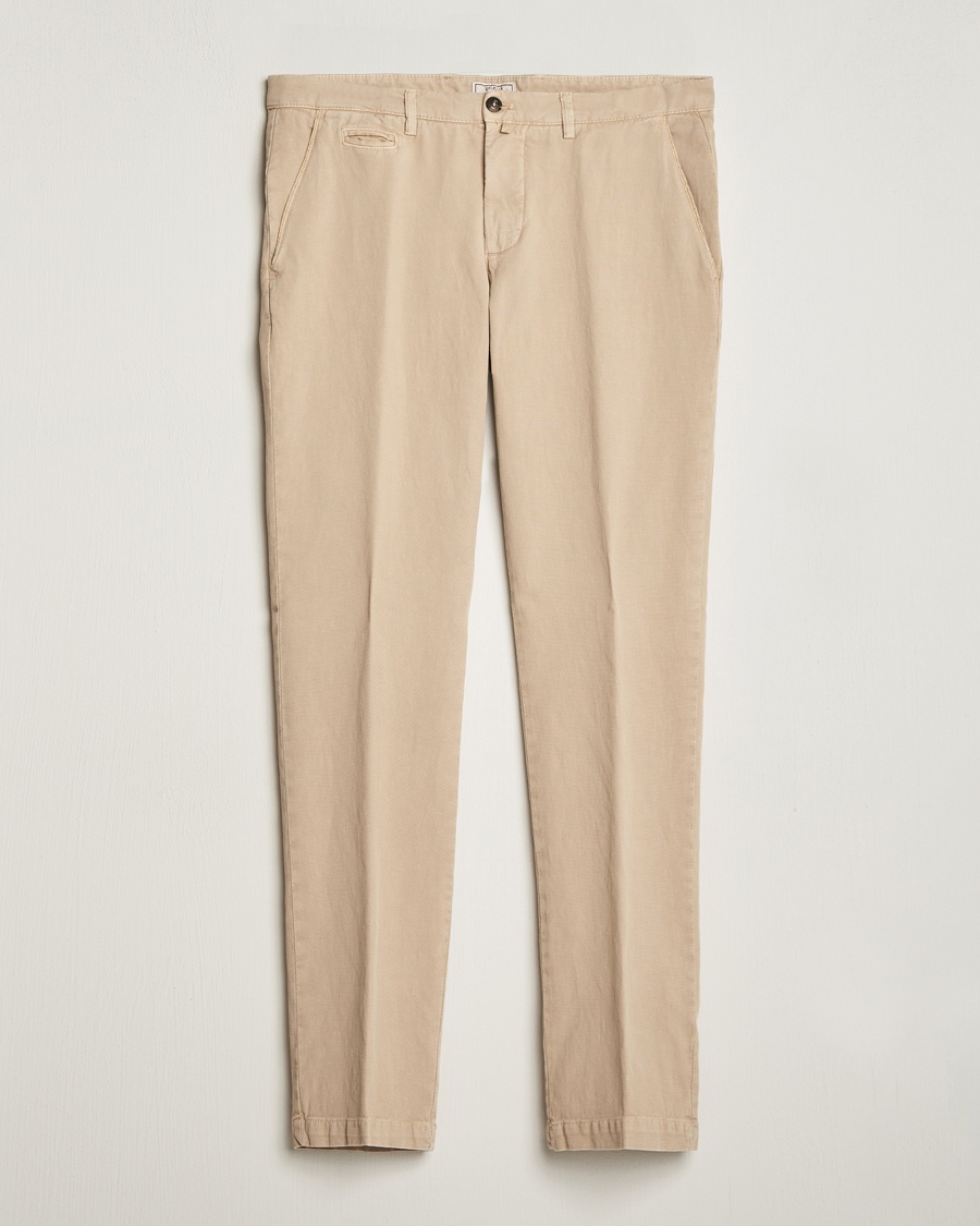 Herre | | Briglia 1949 | Slim Fit Diagonal Cotton Stretch Trousers Beige