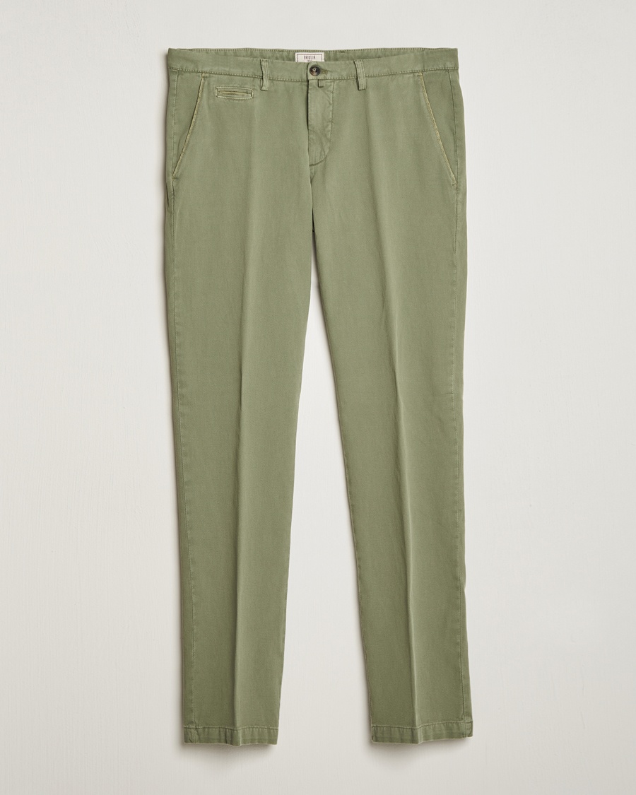 Herre | | Briglia 1949 | Slim Fit Diagonal Cotton Stretch Trousers Olive
