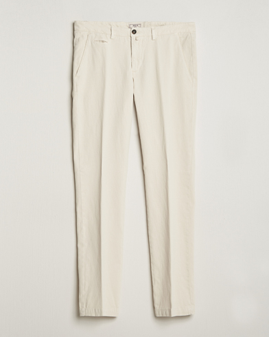 Herre | Plagg i lin | Briglia 1949 | Slim Fit Diagonal Cotton Stretch Trousers Cream