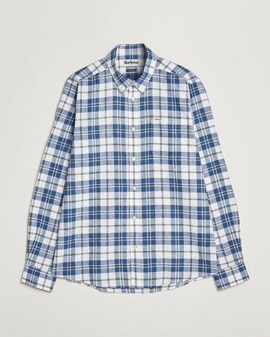 Herre |  | Barbour Lifestyle | Tailored Fit Thorpe Cotton/Linen Checked Shirt Blue