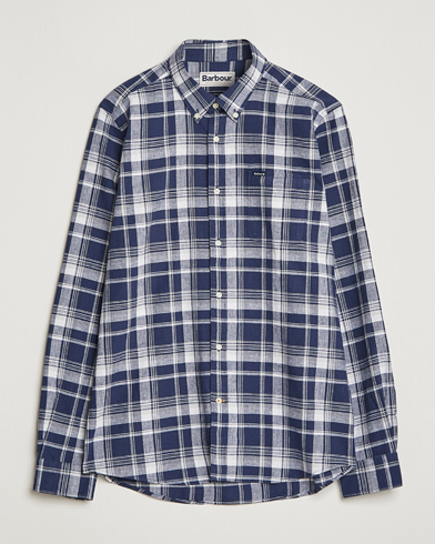 Herre | Barbour | Barbour Lifestyle | Tailored Fit Ezra Cotton/Linen Checked Shirt Navy