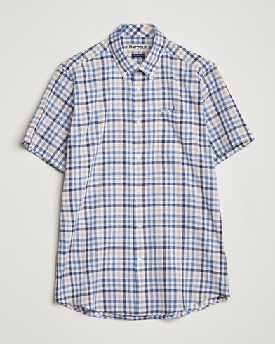 Herre | Kortermede skjorter | Barbour Lifestyle | Tailored Fit Kinson Short Sleeve Checked Shirt Stone
