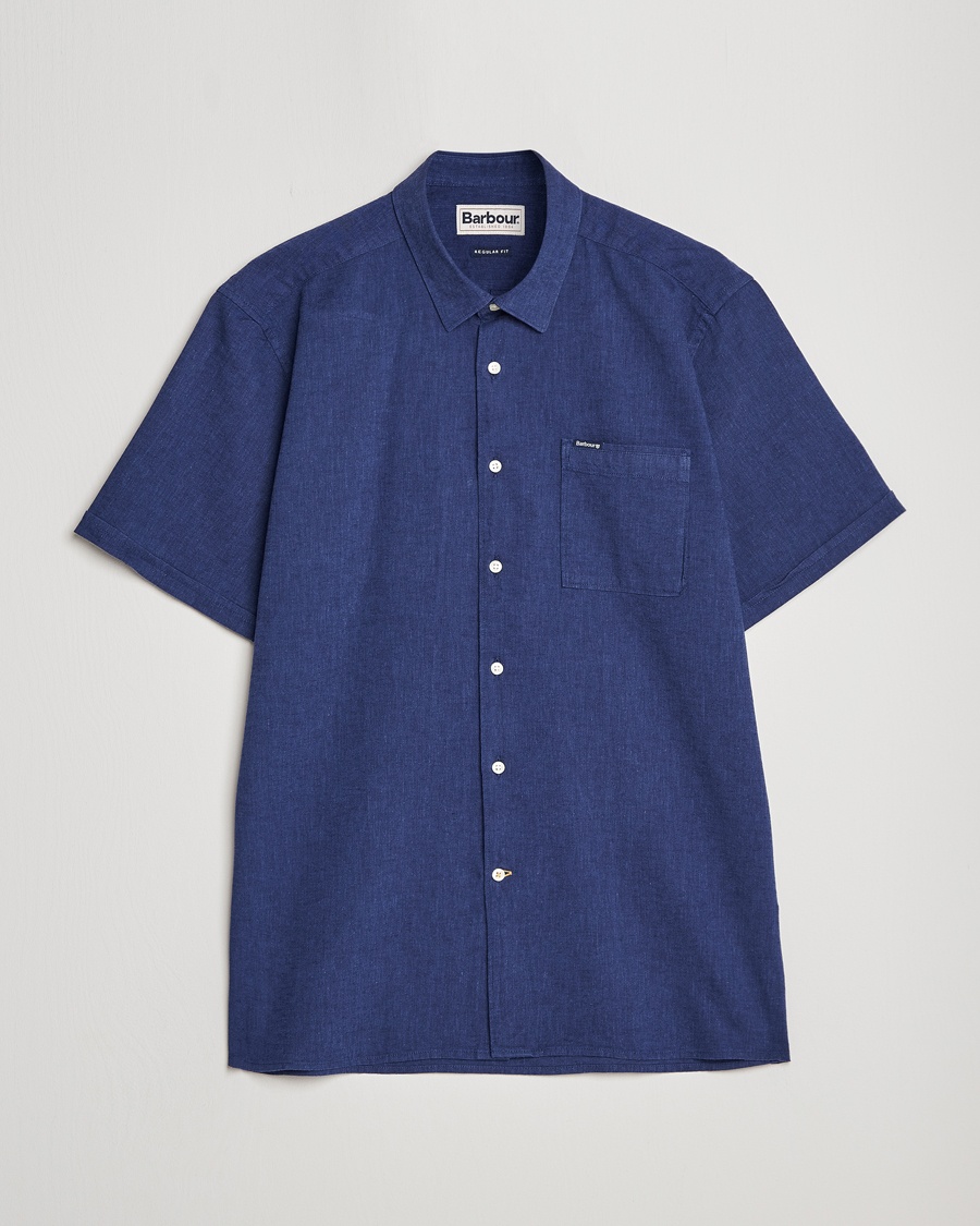 Barbour Lifestyle Tailored Fit Nelson Cotton/Linen Shirt Indigo – Blå