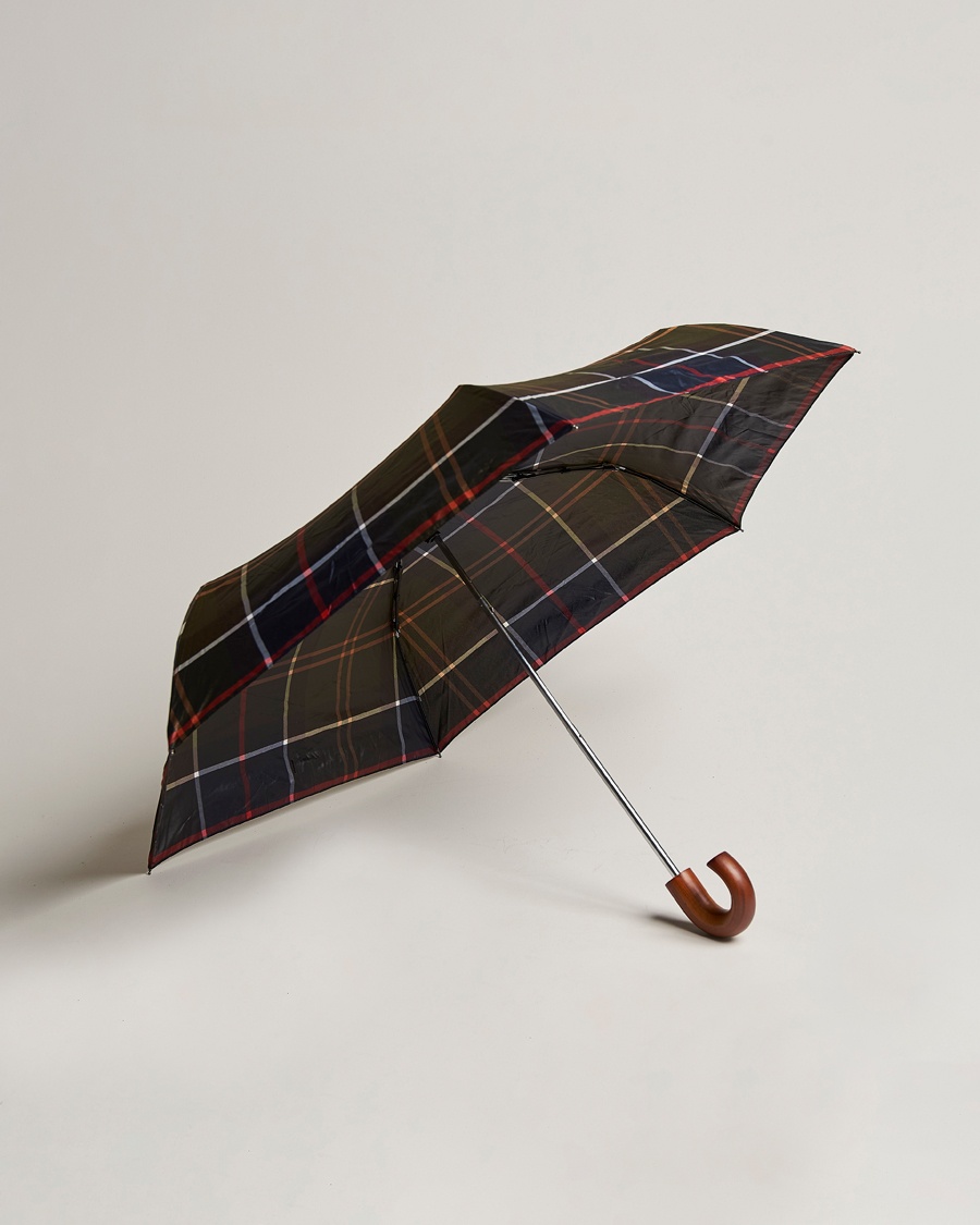 Barbour Lifestyle Telescopic Tartan Umbrella Classic – Grønn