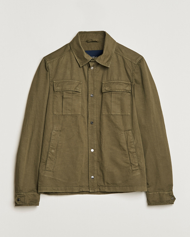 Herre | Dressede jakker | Herno | Washed Cotton/Linen Shirt Jacket Army Green