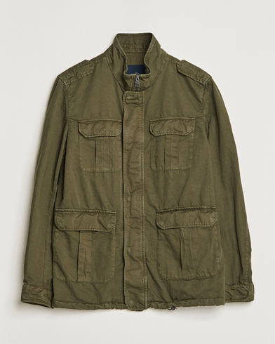 Herre | Dressede jakker | Herno | Washed Cotton/Linen Field Jacket Army Green