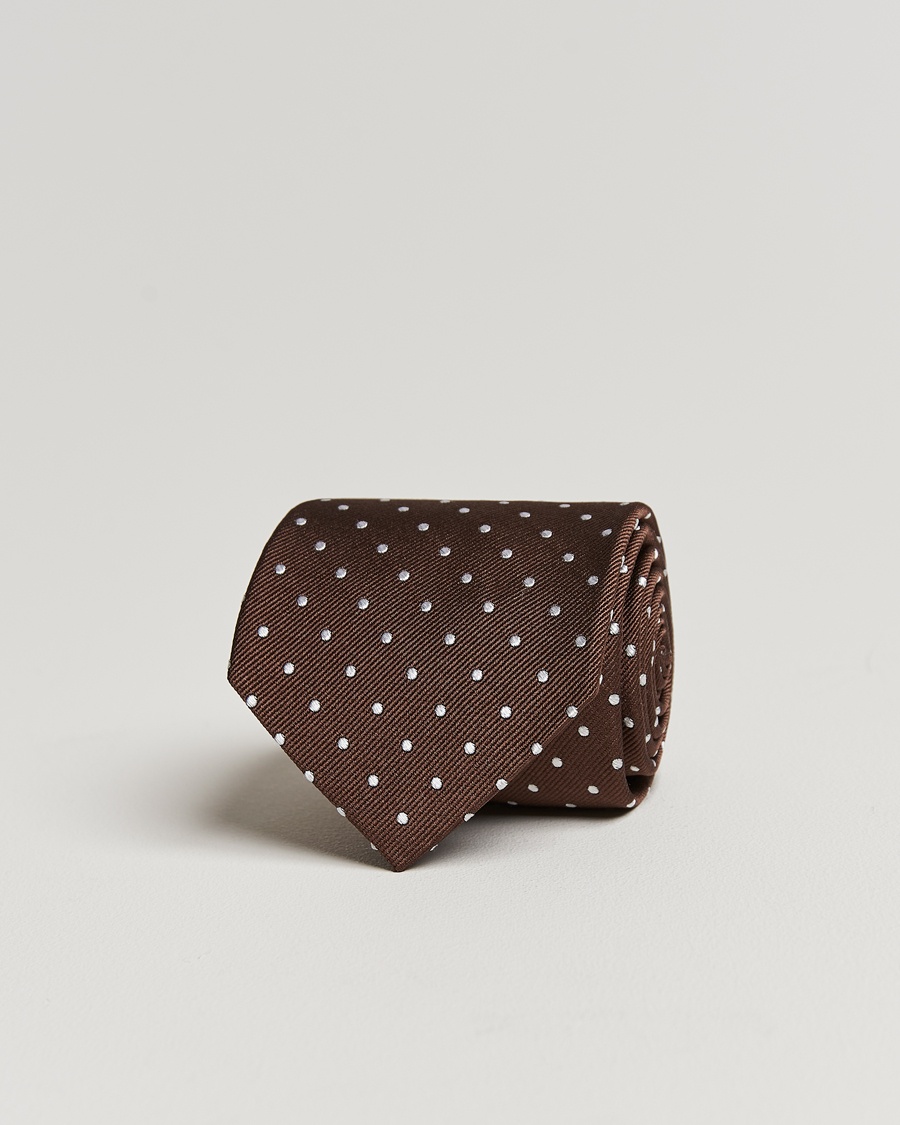 Amanda Christensen Dot Classic Tie 8 cm Brown/White – Brun