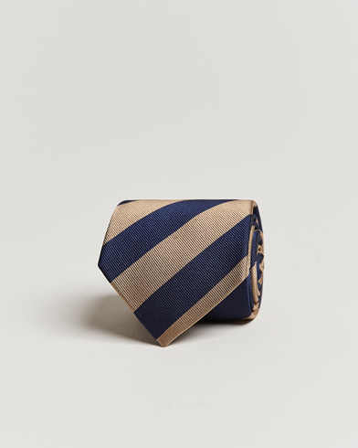 Herre | Slips | Amanda Christensen | Regemental Stripe Classic Tie 8 cm Sand/Navy