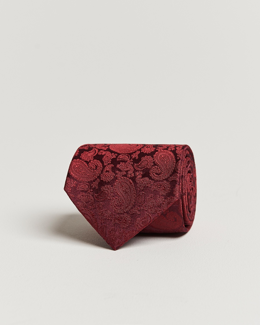 Herre | Mørk dress | Amanda Christensen | Silk Tonal Paisley Tie 8 cm Wine