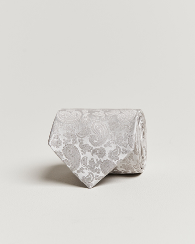 Herre |  | Amanda Christensen | Silk Tonal Paisley Tie 8 cm Silver