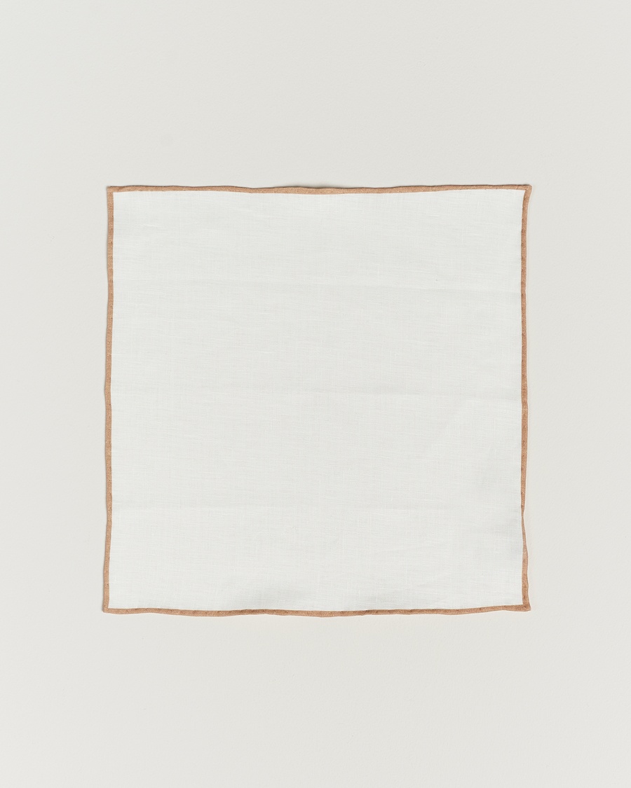 Amanda Christensen Linen Paspoal Pocket Square Sand/White – Hvit