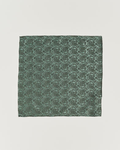 Herre | Lommetørklær | Amanda Christensen | Tonal Paisley Silk Pocket Square Olive