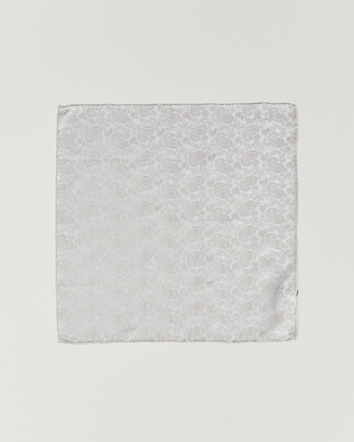 Herre |  | Amanda Christensen | Tonal Paisley Silk Pocket Square Silver
