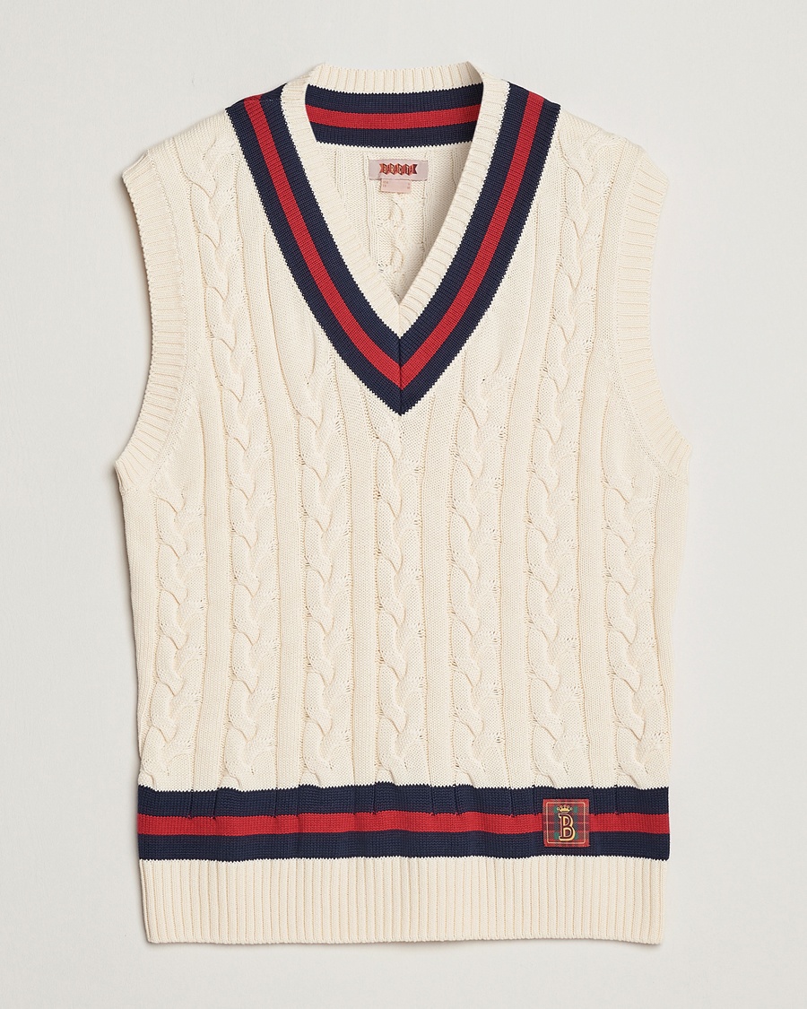 Herre | | Baracuta | Cotton Cable Knit Vest Off White