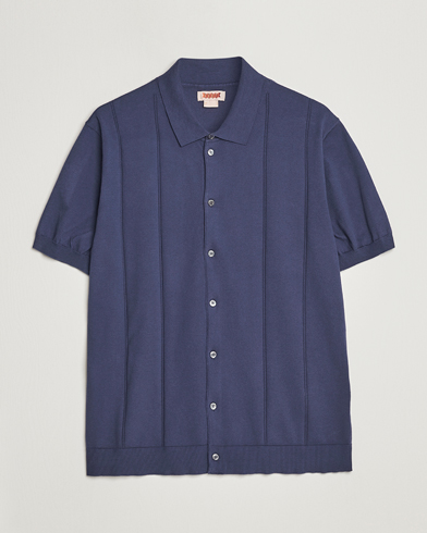 Herre |  | Baracuta | Horatio Cotton Garment Dyed Knitted Polo Shirt Navy