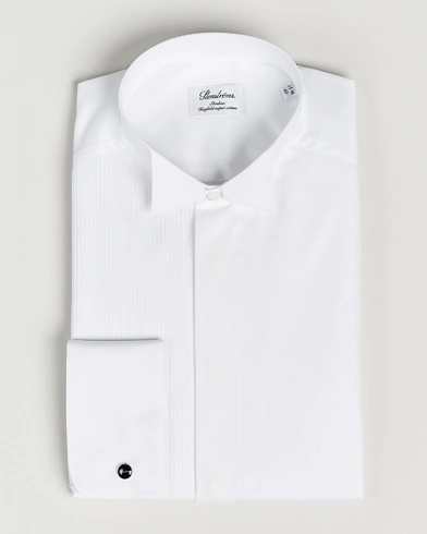 Herre | Smokingskjorter | Stenströms | Slimline Stand Up Collar Plissè Shirt White