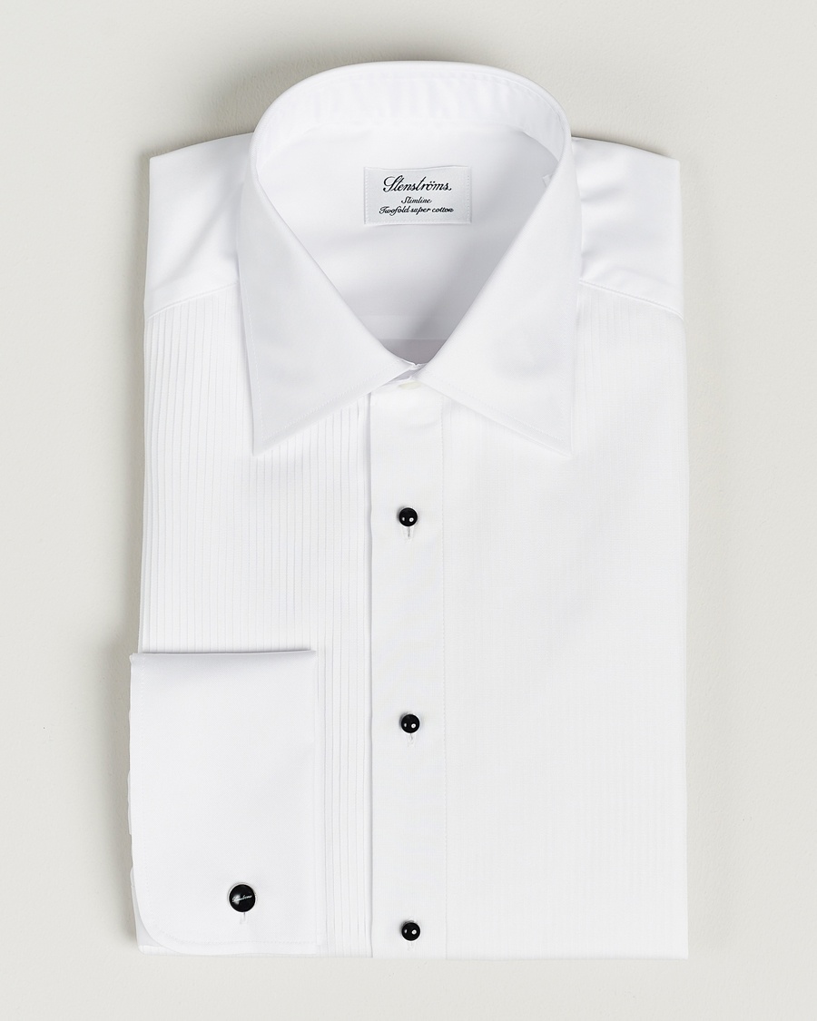 Stenströms Slimline Open Smoking Shirt White – Hvit