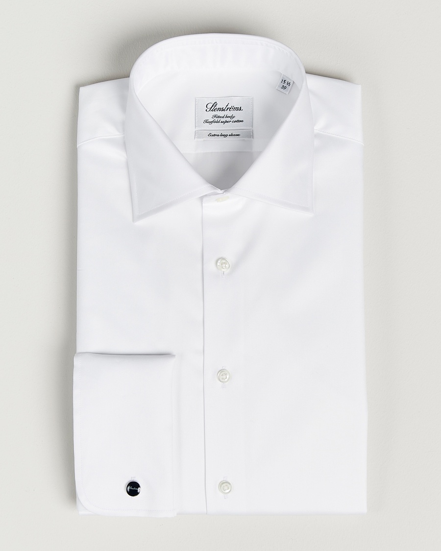 Herre | | Stenströms | Fitted Body X-Long Sleeve Double Cuff Shirt White