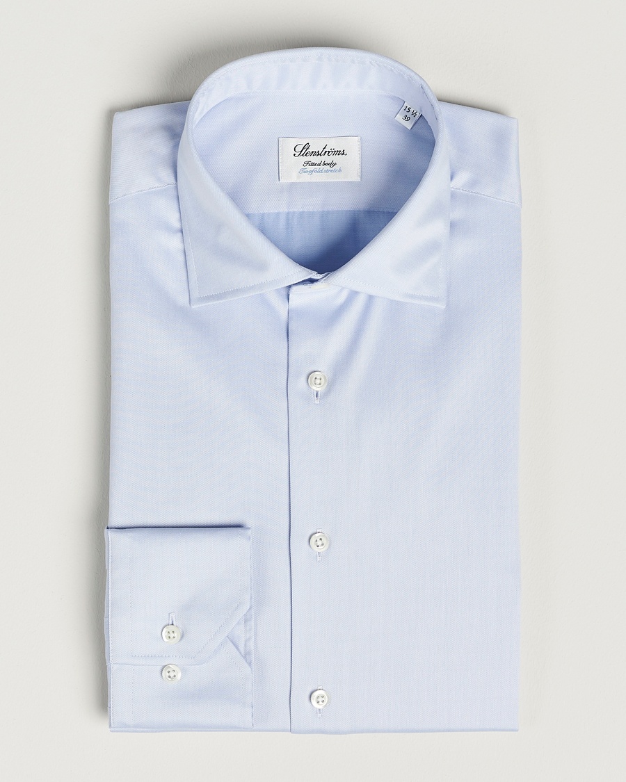  Fitted Body Twofold Stretch Shirt Light Blue