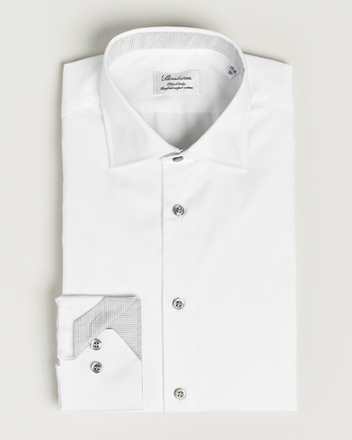 Herre | Skjorter | Stenströms | Fitted Body Contrast Cotton Twill Shirt White