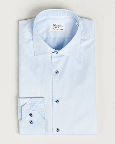 Herre | Businesskjorter | Stenströms | Fitted Body Contrast Twill Shirt Light Blue