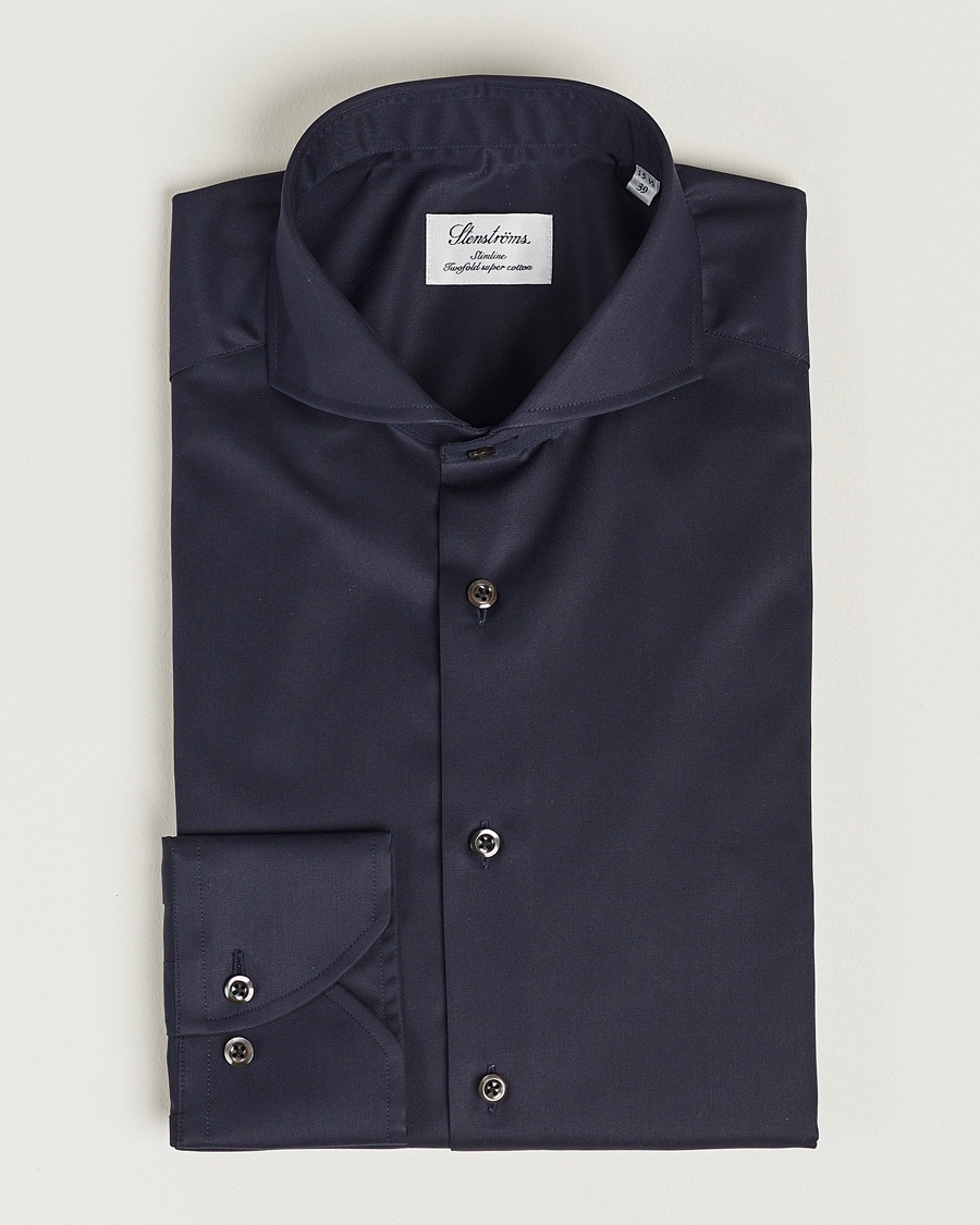 Herre | | Stenströms | Slimline Extreme Cut Away Shirt Navy