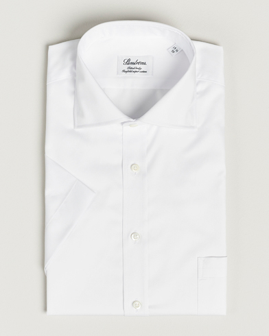 Herre |  | Stenströms | Fitted Body Short Sleeve Twill Shirt White