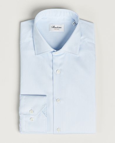 Herre | Stenströms | Stenströms | Superslim Cotton Twill Striped Shirt Blue/White