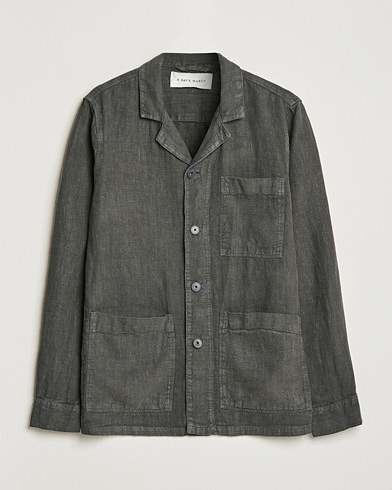 Herre |  | A Day's March | Bangher Linen Overshirt Olive
