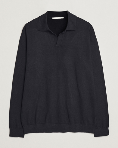 Herre |  | A Day's March | Manol Cotton Linen Polo Black