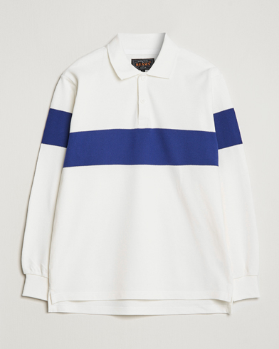 Herre | Japanese Department | BEAMS PLUS | Panel Stripe Long Sleeve Polo White