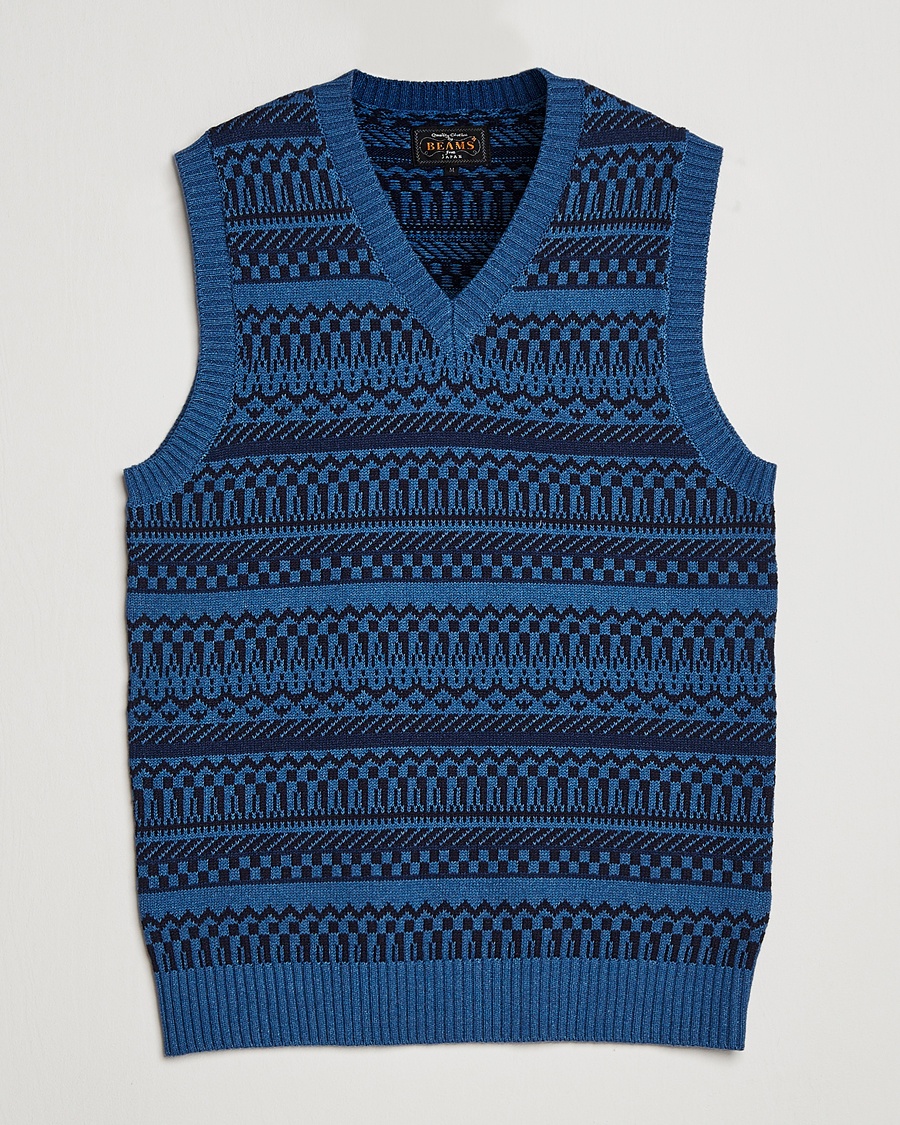 Herre | BEAMS PLUS | BEAMS PLUS | Knit Fairisle Vest Navy