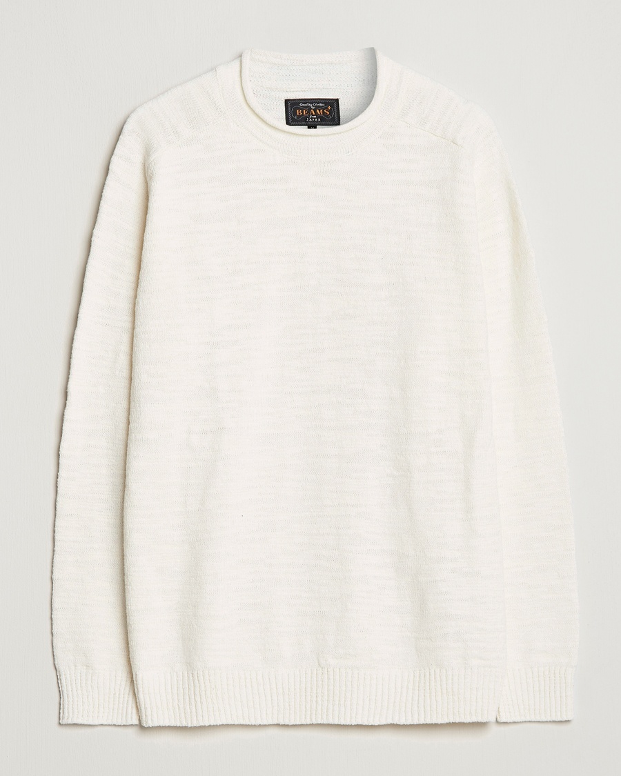 Herre | | BEAMS PLUS | Linen Crew Neck Sweater White