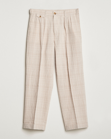 Herre | BEAMS PLUS | BEAMS PLUS | Cotton/Linen Comfort Trousers Natural