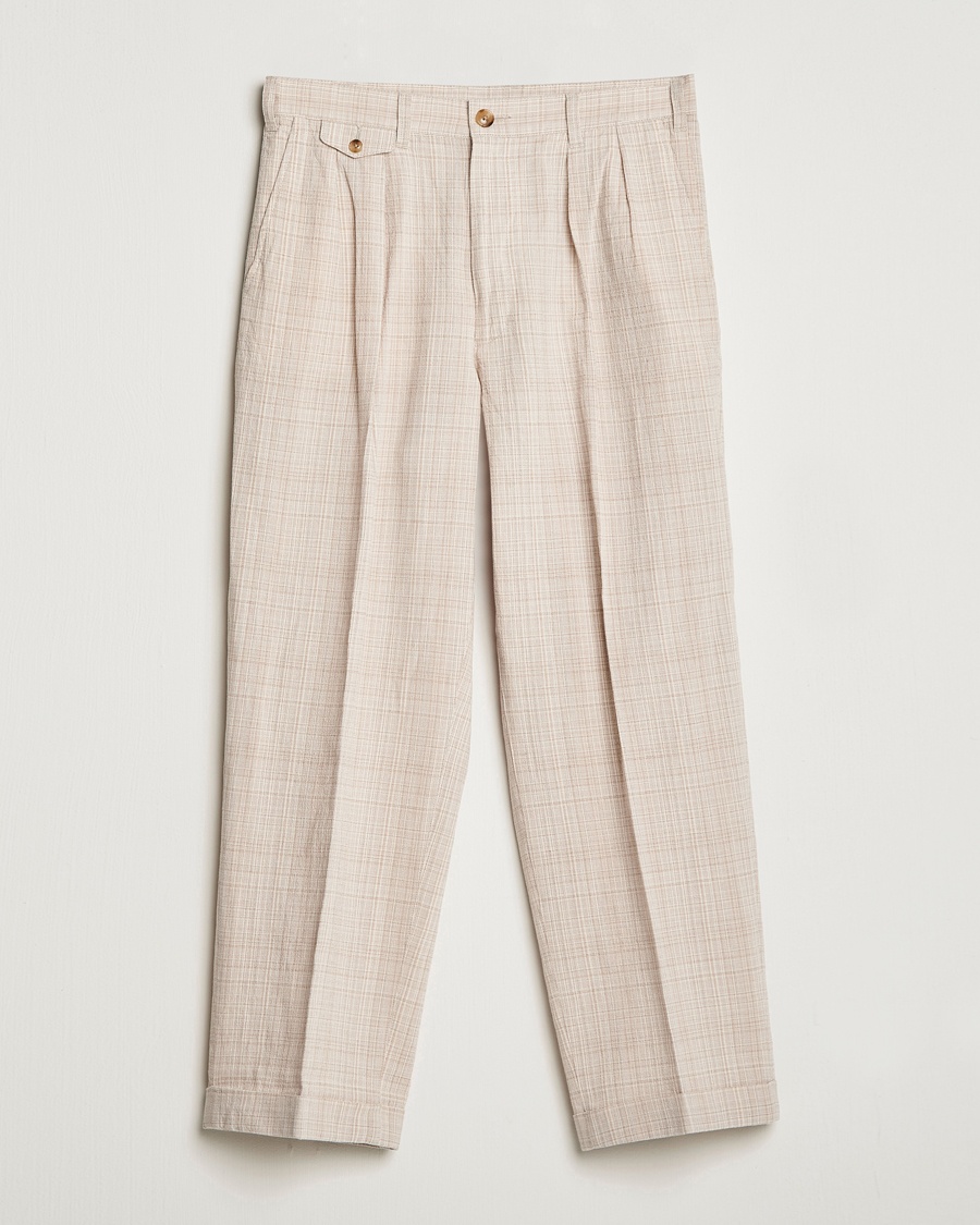Herre | | BEAMS PLUS | Cotton/Linen Comfort Trousers Natural