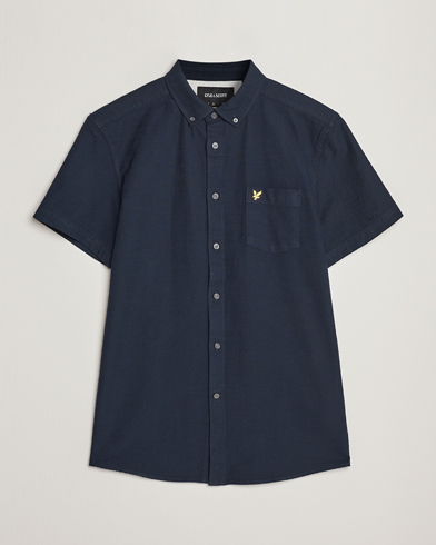 Herre | Kortermede skjorter | Lyle & Scott | Cotton Slub Short Sleeve Shirt Dark Navy