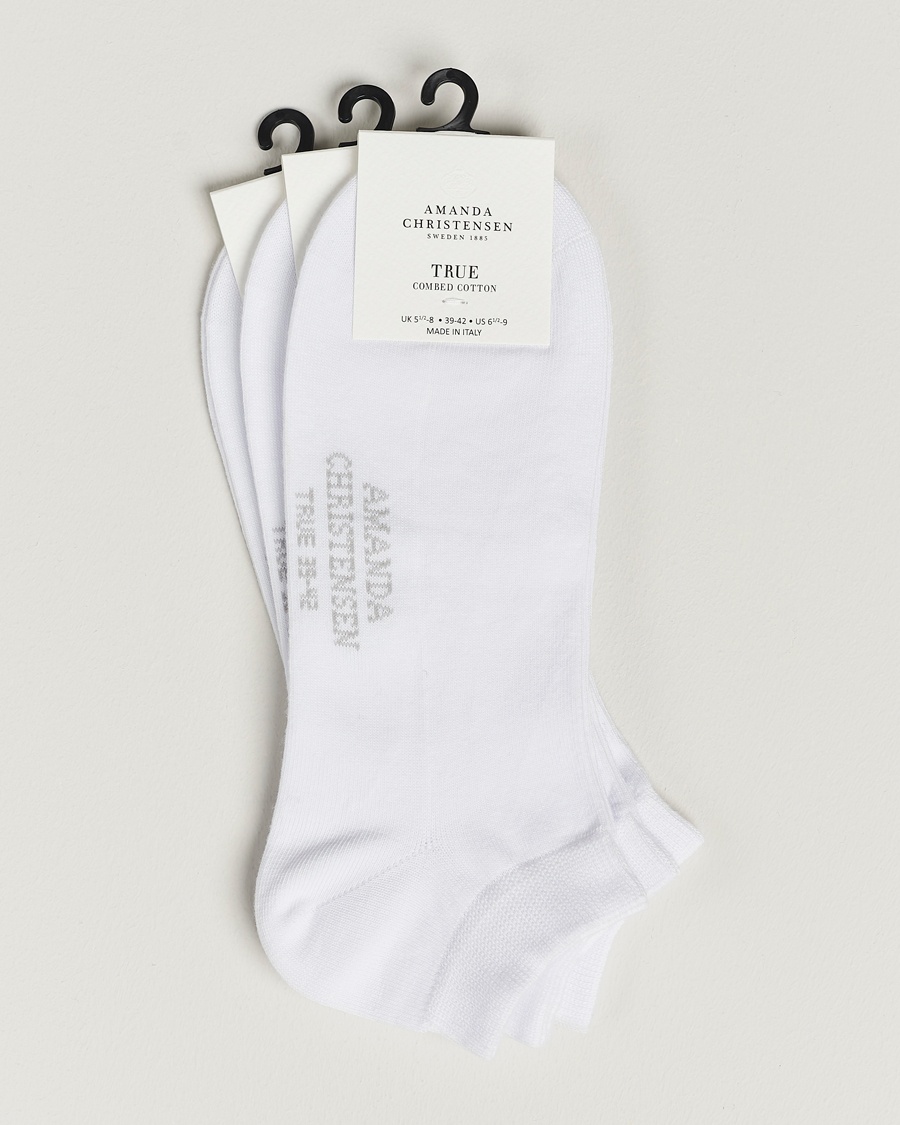 Amanda Christensen 3-Pack True Cotton Sneaker Socks White – Hvit