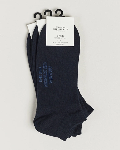 Herre | Undertøy | Amanda Christensen | 3-Pack True Cotton Sneaker Socks Dark Navy